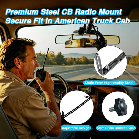 Driver using Adjustable Universal Car CB Radio Mount Bracket For Ham Transceivers And Scanners, Heavy Duty Dash Mount Kit