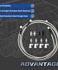 Beefy 70 Inch Flexible Stainless Steel Braided Transmission Cooler Lines Kit With Six AN To One Quarter Inch NPT And Three Eighths Inch NPT Adapters components