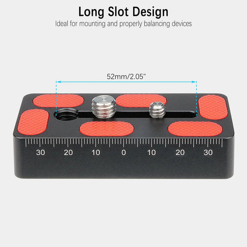 80mm Vixen Style Dovetail Telescope Rail Bar Mounting Plate with 52mm long slot, 1/4 and 3/8 inch D ring screws for tripod adapter