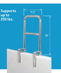 Tri Grip Bathtub Rail With Chrome Finish, Easy Install Tub Grab Bar For Seniors And Handicap, supports 250 lbs