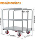 Heavy Duty Steel Panel Cart In Light Gray Offers Rust Resistant Powder Coating And Smooth Rolling Nylon Casters For Garage Or Warehouse Material Handling Built Legit Tough For The Daily Grind dimensions display.
