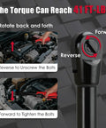 Cordless Electric Ratchet Wrench Set 3/8 Inch, 12V showing forward and reverse function for auto repairs