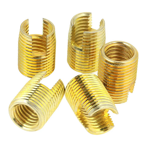 Heavy Duty Self Threaded Inserts Kit For Metal Plastic Wood 50 Pcs Thread Repair Set With Quick Install Tapping Tools Slotted Design For Fast Fixes And Strong Hold In Damaged Threads brass inserts