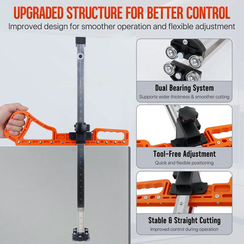 Pro Grade Drywall Cutter With Dual Bearing System Foldable Frame For Five Eighths To Twenty Four Inch Sheets adjustable orange drywall cutter on sheetrock