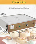 Commercial Electric Steamer For Busy Breakfast Spots Pro Grade Stainless Steel Bun Steamer With Independent Water Supply System And Anti Dry Device 6 Hole Capacity For Steaming Buns Dim Sum Dumplings And Veggies