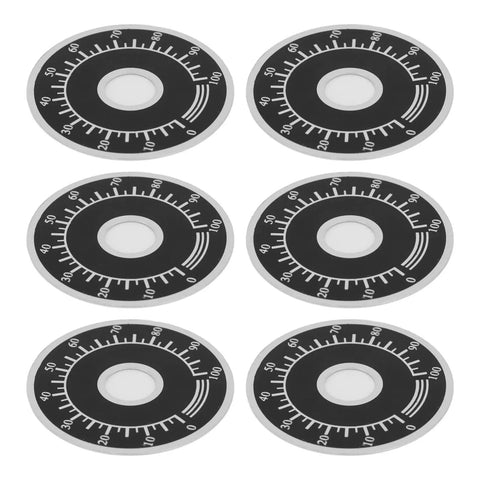 200 Pack Dial Plate Aluminum Alloy Round Scale Plates 0 To 100 For Potentiometers And Industrial Control Equipment, 40mm outer diameter, six plates
