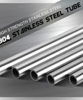 Five 3/8 in OD 304 stainless steel tubes, 12 in long, side view of weldable round metal tubing