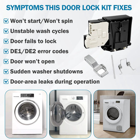 All In One Washer Door Lock Kit With Switch And Strike For LG Kenmore Replaces WM3670HVA WM3770HVA WM8000HVA WM4000HWA WM3600HVA Built Tough No Fuss Install Electromagnetic Auto Lock For Wash And Spin Cycles, washer door lock kit with switch and strike