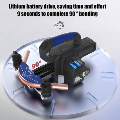 Cordless Electric Pipe Bender Tool For Air Con AC Systems Quick 9 Sec Bend For Copper Iron Aluminum Tubes 90 degree bend demonstration.