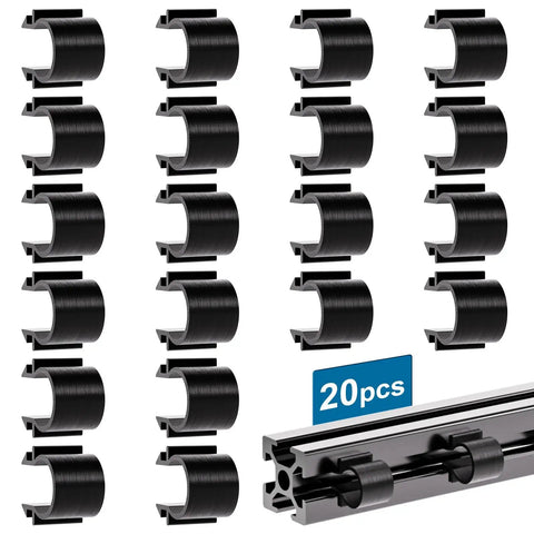 Black Cable Clips For 2020 Aluminum Profiles 6mm Slot T Slot Accessories shown in 20-piece set with linear rail use