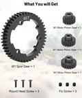Heavy Duty Hardened Steel Spur Gear Set 46T 1 Mod With 18T 20T 22T Pinions For Traxxas RC Cars, shown with screws.