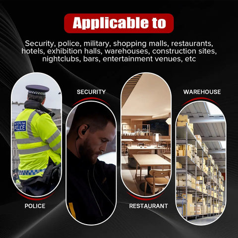 G Shape Earpiece Walkie Talkie Mic Headset for Ham Radio in police, security, restaurant, and warehouse settings.