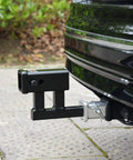 1-1/4 To 2 Inch Hitch Adapter With 4-1/4 Inch Rise Or Drop, 3500 Lbs GTW, Includes Pin And Clip, attached to vehicle