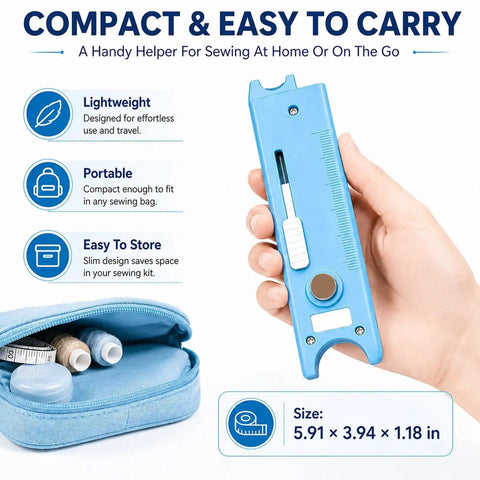 4 In 1 Needle Threader For Sewing Machines, Quick No-Fuss Threading With V-Shaped Guide Sleeve, Magnetic Positioning For Easy, Safer Fabric Projects, Labor-Saving Accessory, Blue, 5.91 x 3.94 x 1.18 in