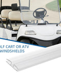 Two Pair Clear Pvc Piano Style Living Hinges Forty Eight Inch Flexible Tape For Acrylic Plexiglass And Glass Panels Perfect For Golf Carts With No Sweat Adhesiveless Installation on golf cart windshield.