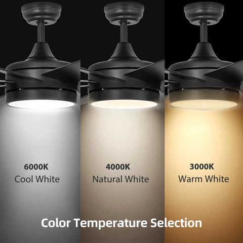 Black Ceiling Fan With Light And Remote Dimmable Fan Light For Indoor And Outdoor Use 48 Inch color temperature options