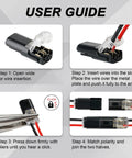 User guide showing assembly of Double Quick Connectors Kit for Low Voltage Wiring, highlighting solderless push-in connectors.