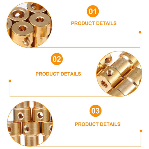 8PC Solid Brass Shaft Coupling Connectors For RC Model Motor Accessories showing detailed view of shiny brass couplers used in various models.