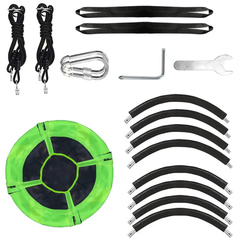 40 Inch Saucer Tree Swing For Kids With 500 Lb Weight Capacity Waterproof Platform Swing Seat And Adjustable Ropes, parts shown