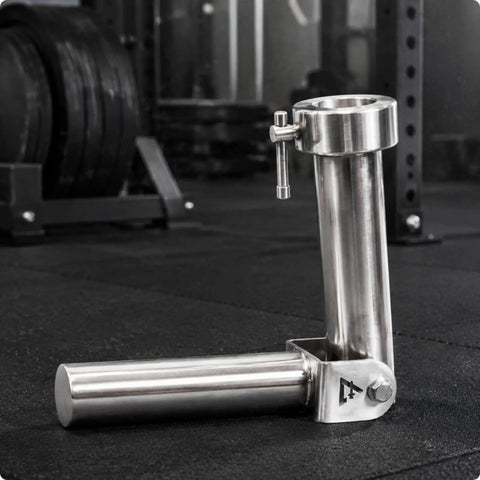 Beefy Barbell Holder Stand For Gym Training Stainless Steel Anchor Station With Swivel Base For Secure Rows Presses And Lifts