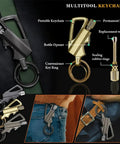 3 In 1 All Metal Keychain Lighter With Multitool Bottle Opener And Windproof Permanent Match Kerosene Style Infinite Lighter showcasing features like ring, match, opener, and detail views in use on jeans.