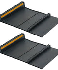 Self Adhesive Anti Skid Rubber Car Parking Guide Mat 2 Pack With Reflective Strips, black rubber mats with grooves, durable design.