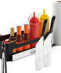 Griddle Caddy for Blackstone Griddles 36 Inch 28 Inch 22 Inch and 17 Inch Prep Cart Space Saving BBQ Accessories Organizer With Magnetic Tool Holder and Paper Towel Rack holding condiments and tools
