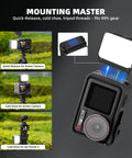 Lil Portable Mini LED Video Light for Action Cameras with Cold Shoe and Quick Release Mounts shown in various setups