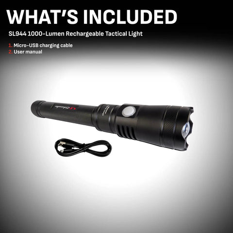 Beefy 1000 Lumen Rechargeable LED Tactical Flashlight With 1640 Feet Range Adjustable Beam Dual Modes XML Cree LEDs Long Battery Life