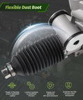 Close-up of flexible dust boot on Direct Fit Steering Rack And Pinion Assembly For 2002-2009 Trailblazer Envoy Rainier Isuzu Ascender Saab 9-7x Premium OE Replacement 221014 Replaces 22-1014