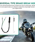 Rock Solid Universal Motorcycle Rear Brake Light Switch With M12x1.5 Threads And Heavy Duty Spring Kit shown with brake wire setup.