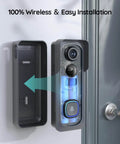 Wireless Video Doorbell With No Subscription Fees, 2K HD Live View, Wide 166 Degree Field Of View, HDR Night Vision, motion alerts, two way audio, battery powered doorbell with chime and 2.4 GHz WiFi
