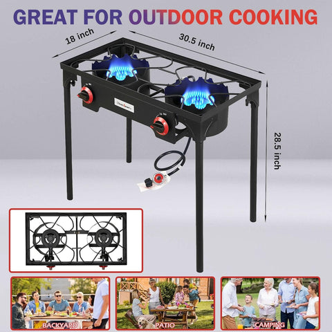 High Pressure Propane Outdoor Cooking Grill Burner For Camping And Backyard BBQs With CSA Regulator 0 To 20 PSIG And 4 Ft Gas Hose