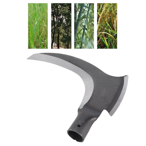 High Manganese Steel Scythe For Yard Work, Multifunction Gardening Tool With Double Sickle Head displayed with nature scenes
