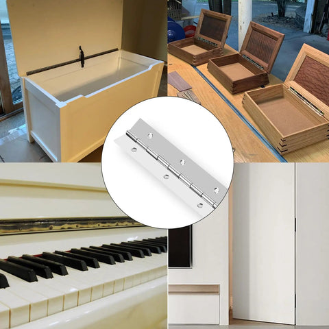 Tough As Nails 304 Stainless Steel Piano Hinge 24 Inch Continuous Hinge on box lid and cabinets for secure closure.
