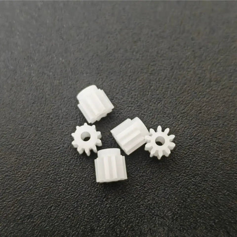 Plastic Shaft Pinion 11T Gear Set 10 Pack For Tiny Drones And RC Projects, 3.8mm Diameter, 0.95mm Bore, 1mm Tight Fit Shaft, Coreless Motor Gear Transmission For Quadcopters, Toy DIY Robotics, white plastic gears