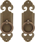 Vintage Brass Cabinet Pulls For Drawers And Doors, Double Open Vertical Retro Handle With Fish Pattern
