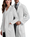 White Unisex Lab Coat With Roomy Fit For Over Clothes Size M Comfortable Medical Coat For Clinics And Labs Classic Yet Modern Workwear Easy On And Off