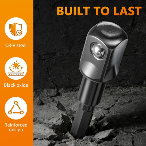 4 Pack 1/4 To 1/2 Inch Socket Adapter Set For Impact Drivers And Drills Turn Your Tool Into A 1/2 Inch Monster built to last