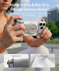 Person holding Magnetic Imaging Master Grip Boss Level Phone Camera Grip with 3200mAh Battery in ergonomic DSLR style.