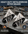 Stainless Steel 5 Inch Miter Square Ruler With Extended Flange For Precise Angle Marking On Round Pipes And Flat Surfaces