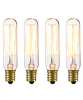 Vintage Edison Mini Tube 40W Clear Glass Dimmable Incandescent Bulbs E12 Base 4 Pack 210 Lumens Old School Glow