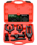 5 Piece Pitman Arm Puller Ball Joint Separator And Tie Rod End Tool Front End Service Kit Splitter Removal Kit For Cars And Light Trucks Includes Pitman Arm Puller Ball Joint Separator And Tie Rod End Tools For Easy Suspension Maintenance in red case