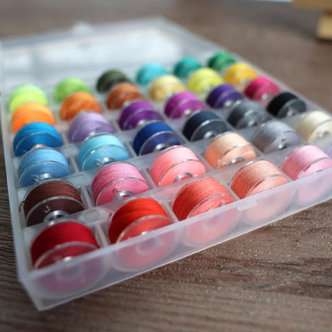 Top Shelf 72 Piece Sewing Thread Kit With 36 Vibrant Polyester Shades And Matching Bobbins And Each Spool Packs Four Hundred Yards Of Slick Stitching To Knock Out Quilting And Embroidery Projects Today