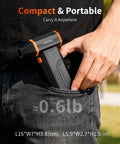 Beast Mode Power Cordless Air Duster With 110000RPM Brushless Motor being held in a pocket, demonstrating compact size and portability.