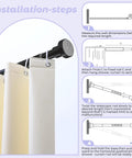 Installation guide for Heavy Duty Adjustable Tension Shower Curtain Rod In Matte Black No Drilling Easy Install Fits 18 To 49 Inches