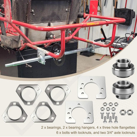 1 Inch Live Axle Bearing Kit Fits Azusa Axles And Common Kart Builds Including Mini Bikes Trikes And Off Road ATVs Three Hole Flangettes Mounting For Easy Install And Solid Reliable Support