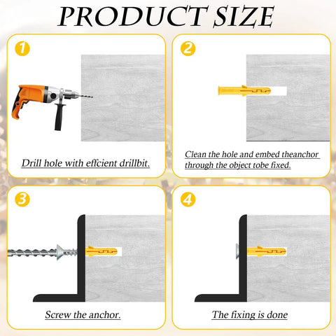 Step-by-step guide for installing the 200 Piece Yellow Drywall Anchors Kit In 5 Sizes for drywall mounting