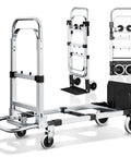 Heavy Duty 3 In 1 Convertible Hand Truck Dolly With 600 Pound Capacity, adjustable handle, and folding design, shown from various angles.