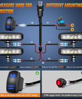 Beefy 4 Pack 18W Six Inch Flood LED Pods Waterproof Off Road Fog Light Bar With 16AWG Wiring Harness Kit For Boat SUV ATV 4WD Car Truck Golf Cart 12V 24V Four Leads, wiring diagram